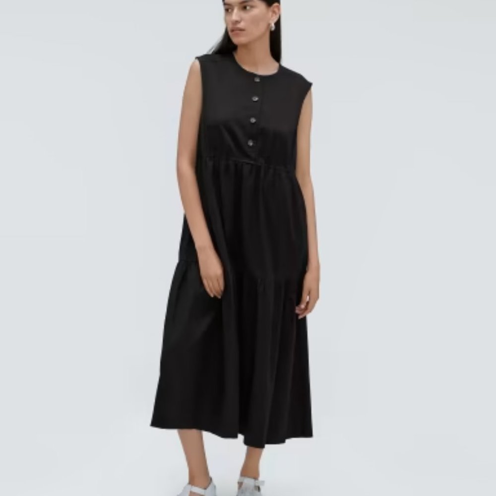 Everlane The Tiered Midi Black Dress Women New Small Preppy